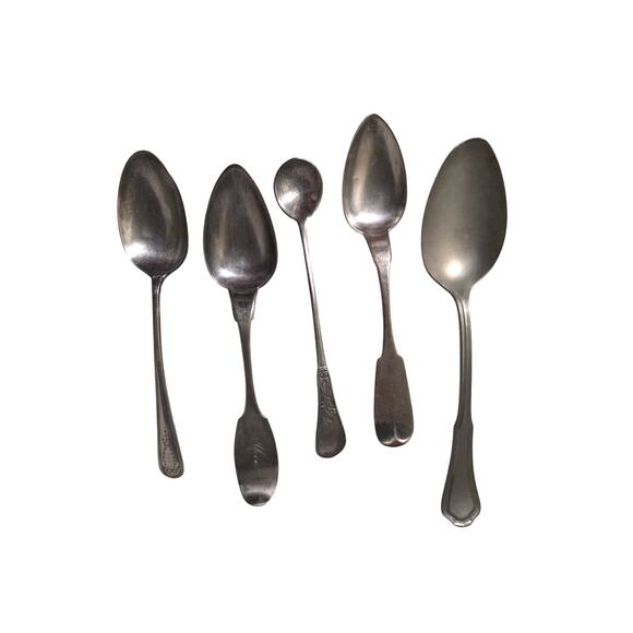Lot 5 Antique 1915 Sterling Coin Silver Monogram SPOONS Larue Rosenberg - Picture 1 of 13